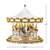 90th Anniversary Collection 17" White Animated & Musical LED Crystal Carousel Accent