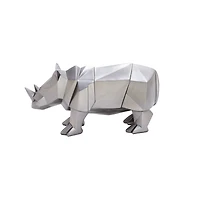 CosmoLiving by Cosmopolitan 10" Silver Polystone Rhino Sculpture