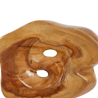 19" Brown Teak Wood Contemporary Sculpture