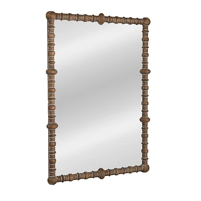 Hello Honey 30" x 43.25" Distressed Pine Wood Beaded Dowel Wall Mirror