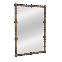 Hello Honey 30" x 43.25"  Distressed Pine Wood Beaded Dowel Wall Mirror