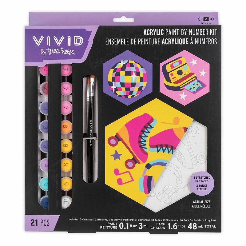 VIVID by Brea Reese® Retro Square Acrylic Paint-by-Number Kit
