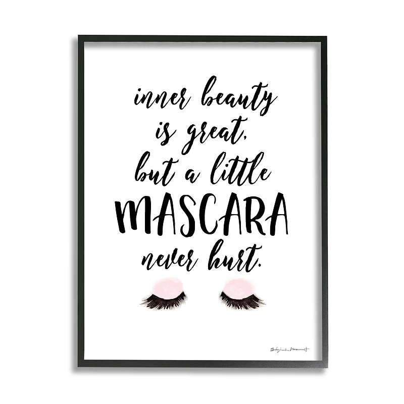 Stupell Industries A Little Mascara Never Hurt Phrase Glam Lashes Framed Wall Art