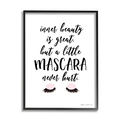 Stupell Industries A Little Mascara Never Hurt Phrase Glam Lashes Framed Wall Art