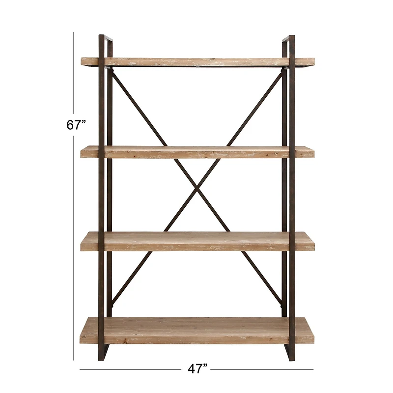 Brown Wood & Metal Industrial Shelving Unit