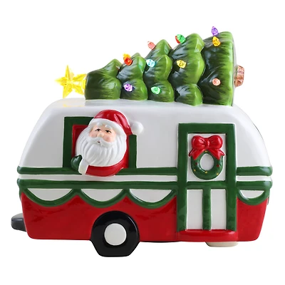 10" Nostalgic Ceramic Santa Camper