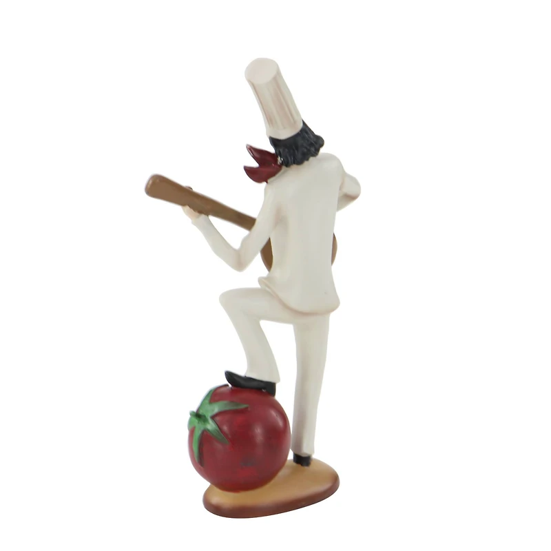White Polystone Traditional Chef Sculptures, Set of 3