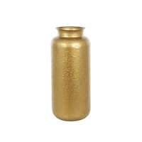 Gold Metal Tall Textured Hammered Floor Vase