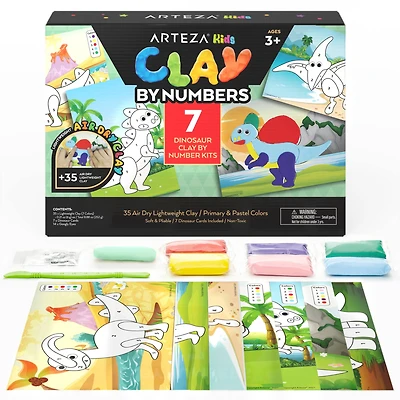 Arteza® Kids Dinosaurs Clay By Numbers Kit, 56 pcs