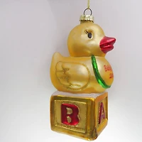 Ducky New Baby 2023 Glass Christmas Ornament - 5"
