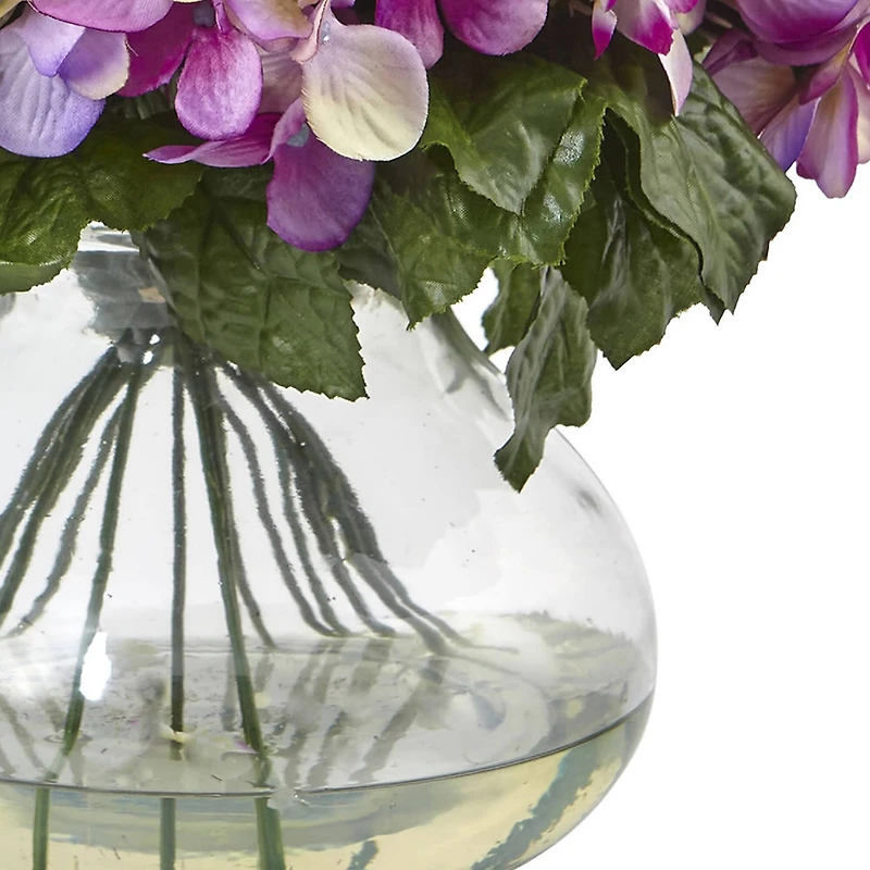 14.5" Pink Hydrangea Arrangement in Glass Vase