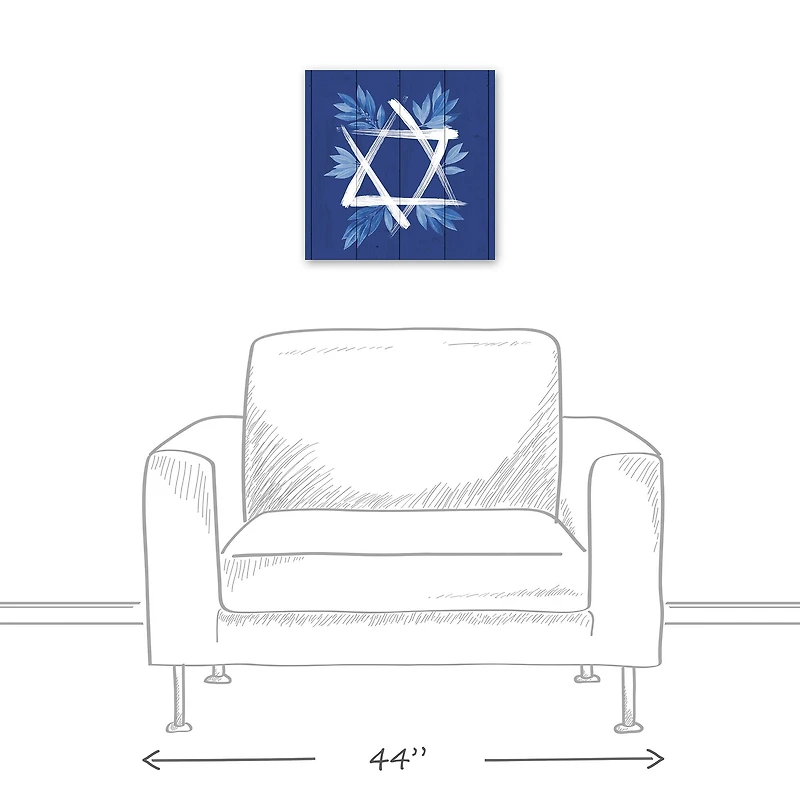 Botanical Star David 16x16 Canvas Wall Art