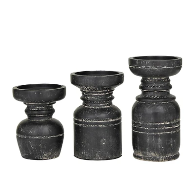 Black Traditional Candle Holder Set