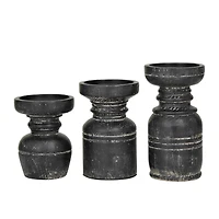 Black Traditional Candle Holder Set