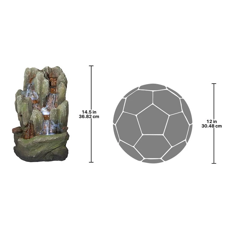 Design Toscano Lost Falls Cascading Waterfall Illuminated Tabletop Fountain