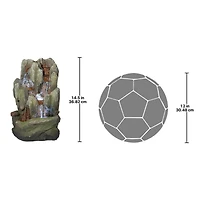 Design Toscano Lost Falls Cascading Waterfall Illuminated Tabletop Fountain