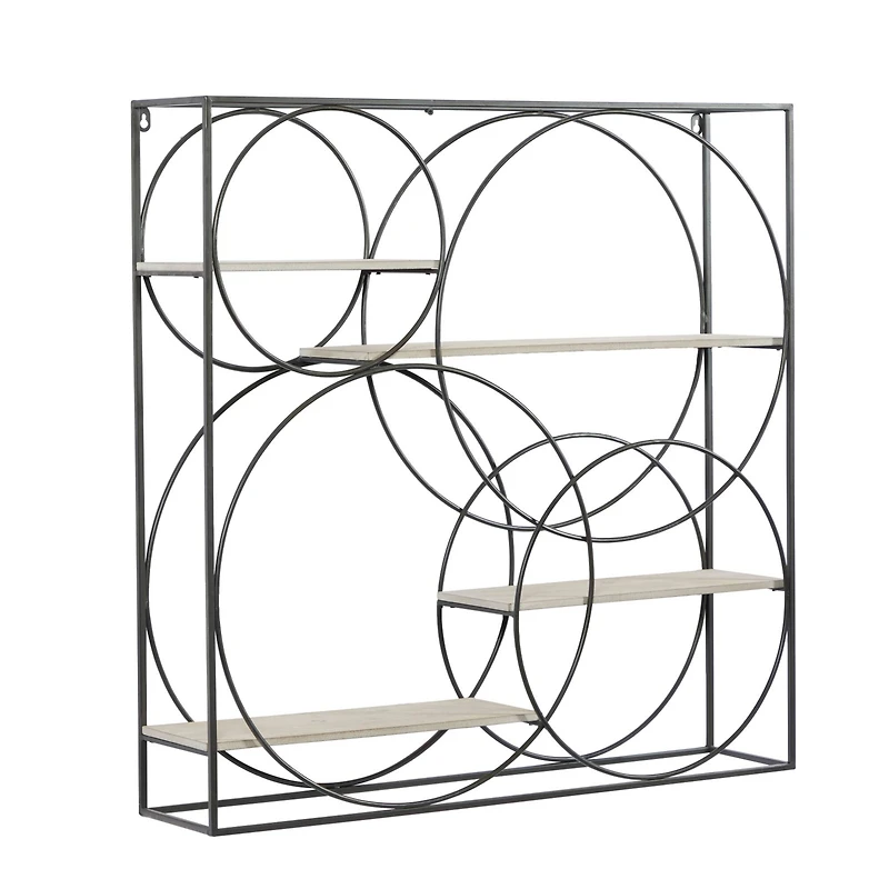 Gray Metal Contemporary Wall Shelf, 32" x 32" x 7"