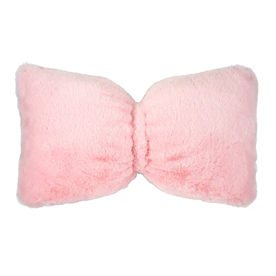12" x 21" Light Pink Bow Faux Fur Pillow by Ashland®