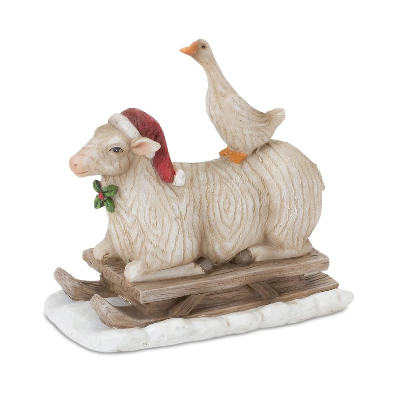 Farmhouse Santa on Sled Figurine Set