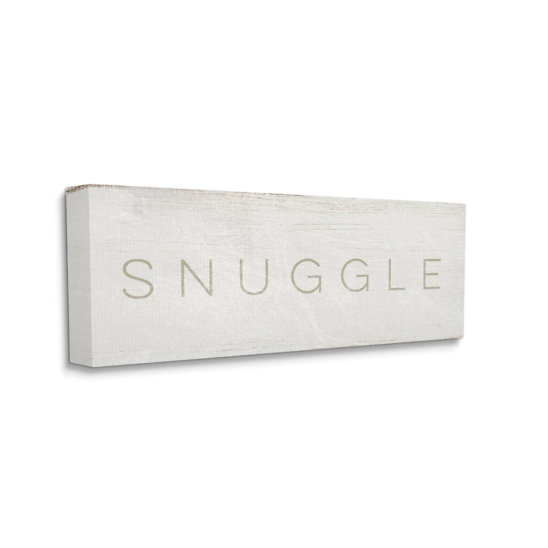 Stupell Industries Snuggle Text Minimal Distressed Beige Paint Canvas Wall Art