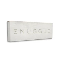 Stupell Industries Snuggle Text Minimal Distressed Beige Paint Canvas Wall Art