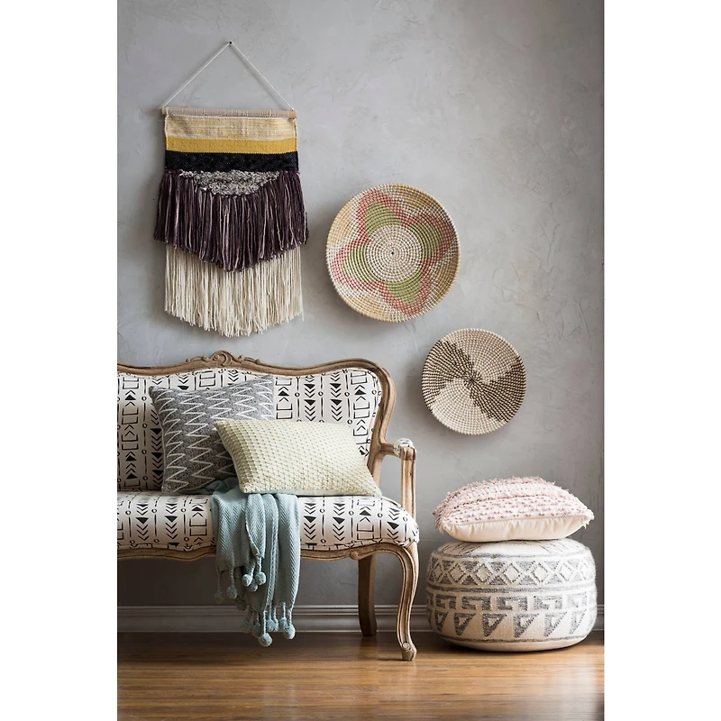 Hello Honey® Blue Cotton Throw with Pom Poms