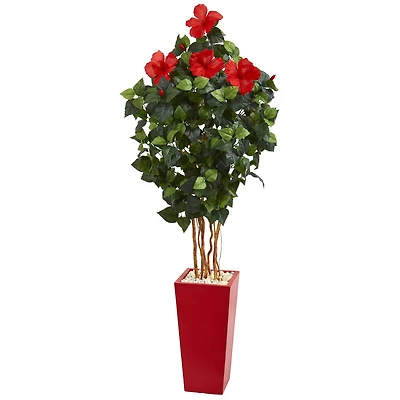 5.5ft. Hibiscus Tree in Red Tower Planter