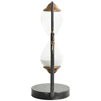 13" Black Metal Suspended Hourglass Timer with Gold Details
