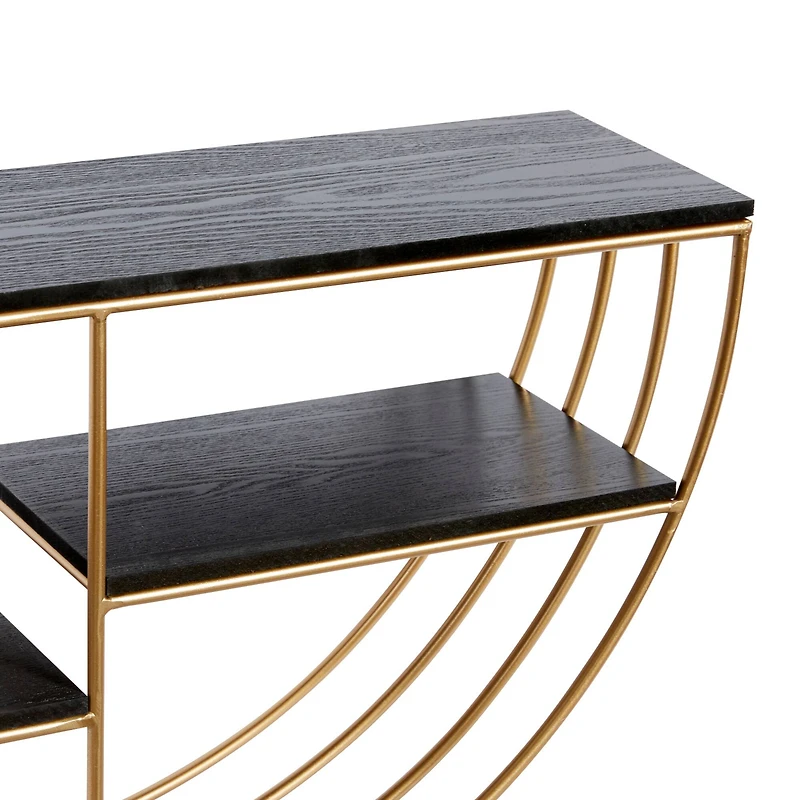 28" Gold Wood Contemporary Wall Shelf