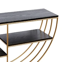 28" Gold Wood Contemporary Wall Shelf