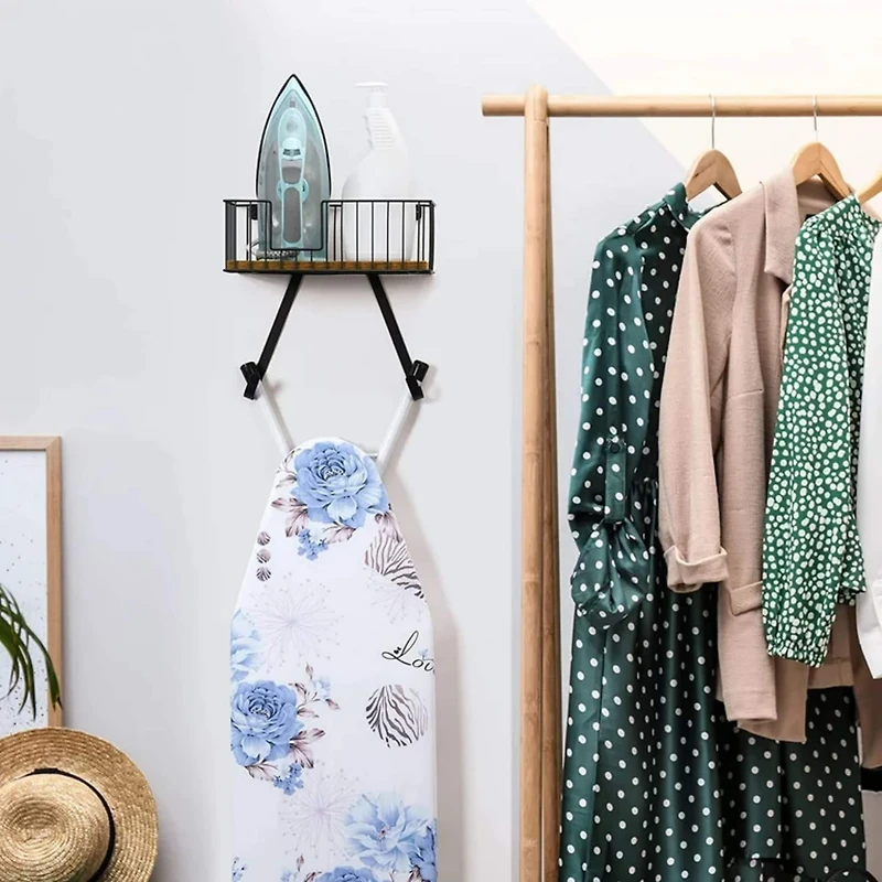 NEX™ Wall-Mounted Y-Leg Ironing Board Hanger with Storage Basket