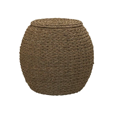 Household Essentials 19" Woven Natural Seagrass Storage End Table