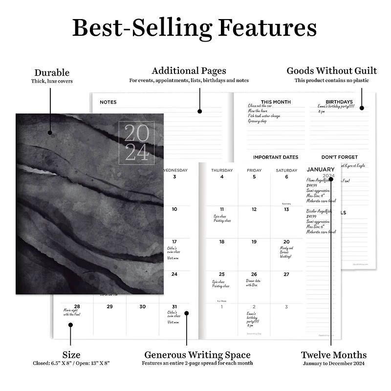 TF Publishing Medium 2024 Ocean Tide Monthly Planner