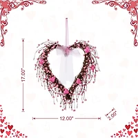 Glitzhome® 17" Valentine's Pink Berry Heart Wreath