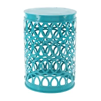 Aqua, Green & Orange Metal Coastal Accent Table Set