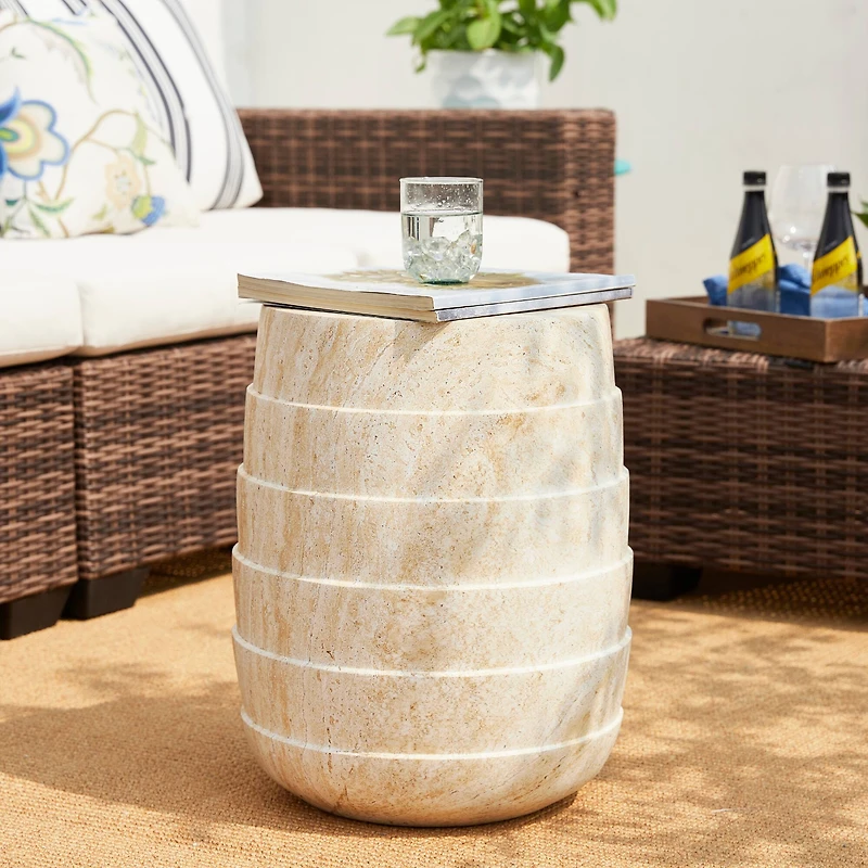 Glitzhome® 18.5" Multi-Functional Faux Travertine Garden Stool