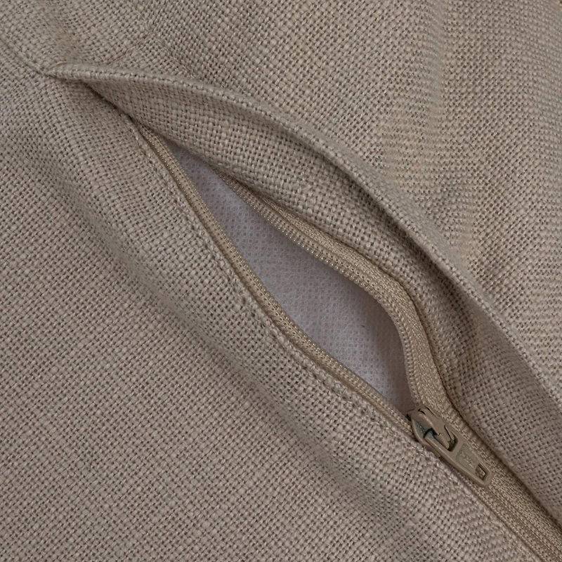 Hello Honey® 20" Cream & Brown Striped Woven Linen Fringed Pillow