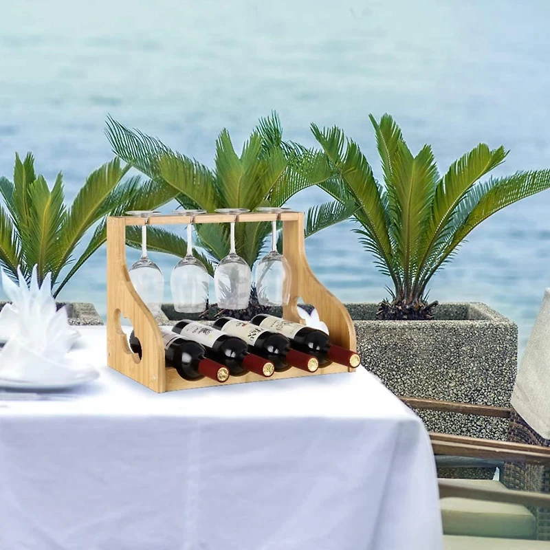 Light Brown Wall-Mounted Wood Wine Rack