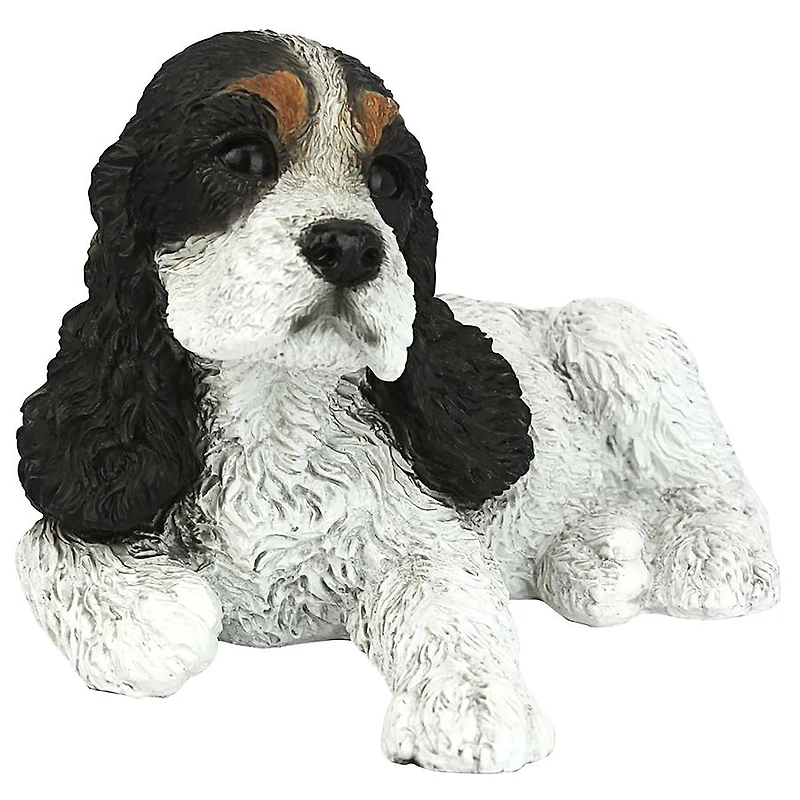 Design Toscano 10" Black & White Cocker Spaniel Puppy Dog Statue