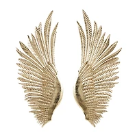 16" x 41" Gold Metal Bird Wing Wall Décor Set with Textured Metallic Finish
