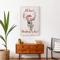 Oh Deer Christmas Here Canvas Wall Art