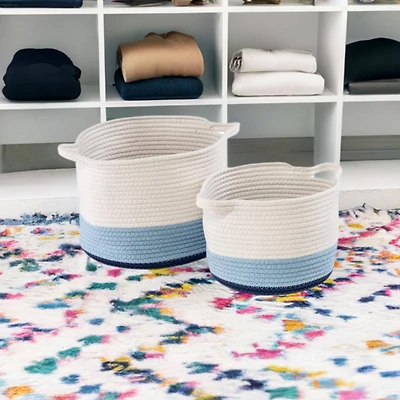 Honey Can Do Blue Ombré Nesting Cotton Rope Storage Basket Set