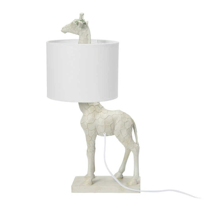 Hello Honey® 28" White Resin Giraffe Table Lamp with Linen Shade