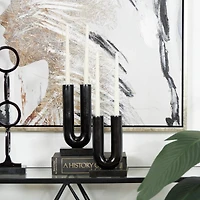 Black Aluminum U-Shaped Candle Holder Set