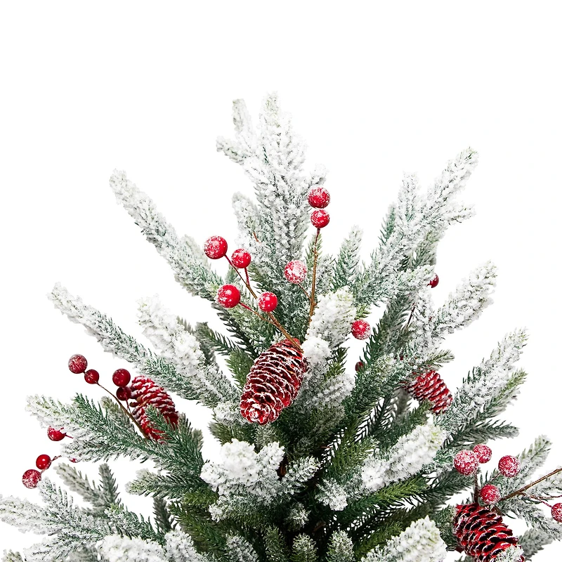6.5ft. Unlit Real Touch™ Flocked Grove Fir Full Artificial Christmas Tree with Red Berries & Pinecones