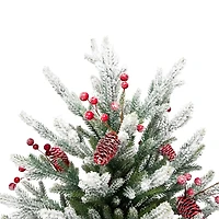 6.5ft. Unlit Real Touch™ Flocked Grove Fir Full Artificial Christmas Tree with Red Berries & Pinecones