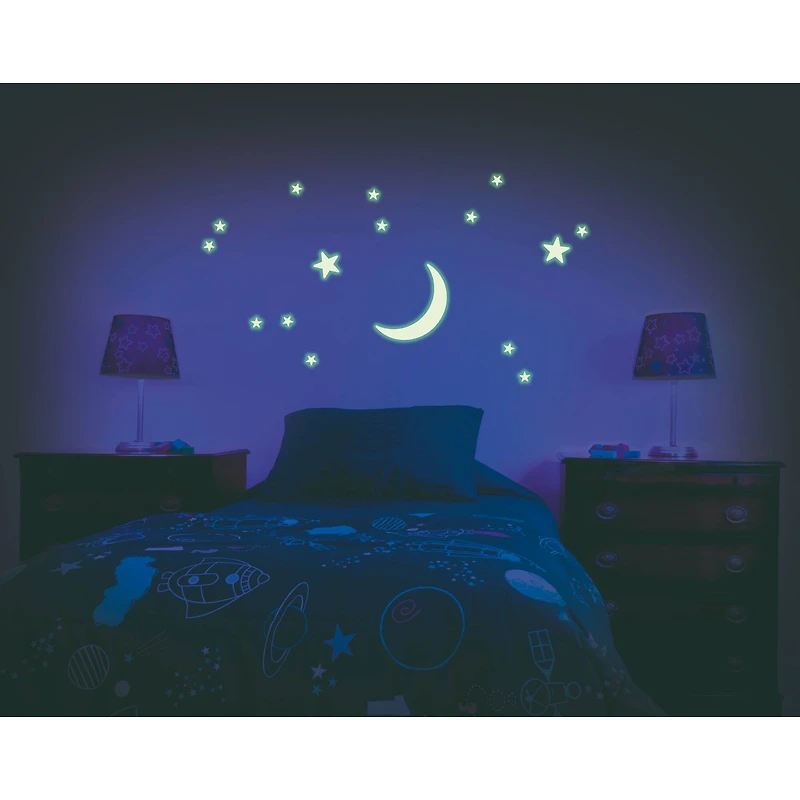 Glow-In-The-Dark Crescent Moon & Stars Set