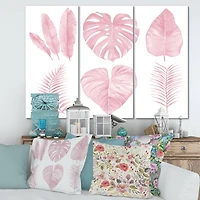 Designart - Tropical Pink Watercolour Leaves I