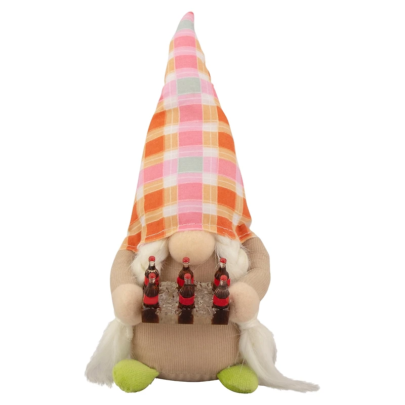 9" Pink & Orange Plaid Springtime Gnome