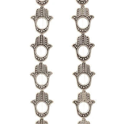 Silver Plated Metal Hamsa Beads, 15mm by Bead Landing™